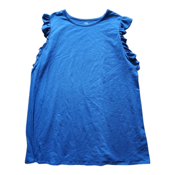 A.N.A atretchy sleevless blue top with ruffles at shoulders Size 1X NEW - Picture 2 of 9